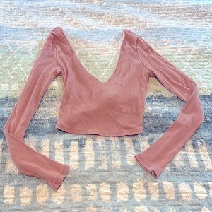 Pink long sleeve crop top size Small